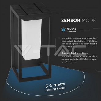 LED solární nástěnné svítidlo-2W-3000K-IP65-VT-77-šedé-V-TAC VT-77