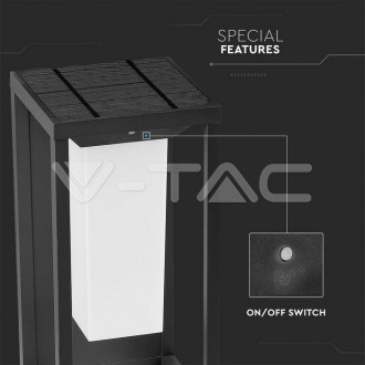 LED solární nástěnné svítidlo-2W-3000K-IP65-VT-77-šedé-V-TAC VT-77