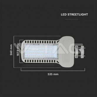 V-TAC LED pouliční světlo SAMSUNG Chip 100W Slim 6500K 135 lm/W-Šedé 21961