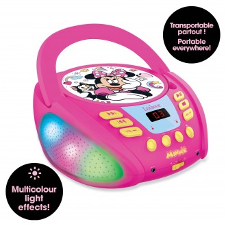 Přenosný Bluetooth CD přehrávač Disney Minnie se světelnými efekty