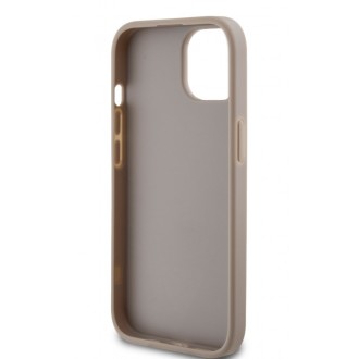 Guess PU Leather 4G Triangle Metal Logo Zadní Kryt pro iPhone 15 White