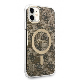Guess IML 4G MagSafe Zadní Kryt pro iPhone 11 Brown
