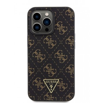 Guess PU Leather 4G Triangle Metal Logo Zadní Kryt pro iPhone 13 Pro Black