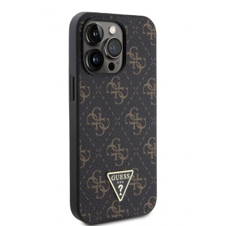 Guess PU Leather 4G Triangle Metal Logo Zadní Kryt pro iPhone 13 Pro Black