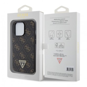 Guess PU Leather 4G Triangle Metal Logo Zadní Kryt pro iPhone 13 Pro Black