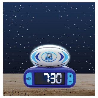Budík s nočním 3D světlem Rugby míč