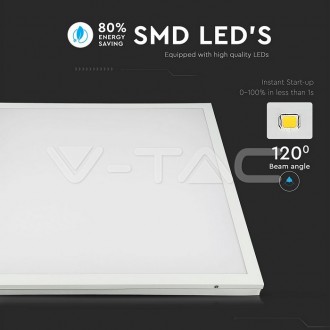 V-TAC LED panel stropní 40W-6500K-60x60cm-přisazený čtverec Barevná teplota (К): Studená bílá 6400K VT-6142