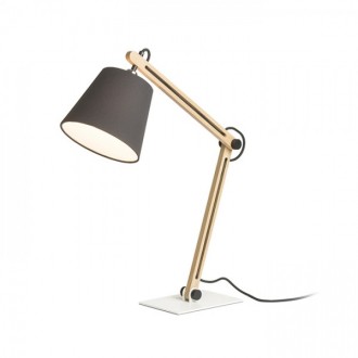 NIZZA stolní Polycotton černá/dřevo 230V LED E14 7W