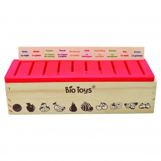 Anglicko-francouzský dřevěný box na slovíčka Bio Toys