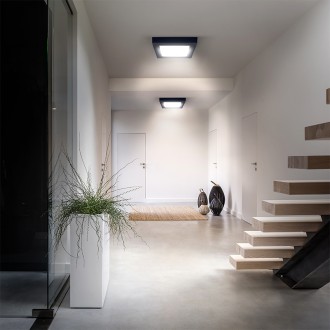 Solight LED mini panel CCT, přisazený, 12W, 900lm, 3000K, 4000K, 6000K, čtvercový, černá barva