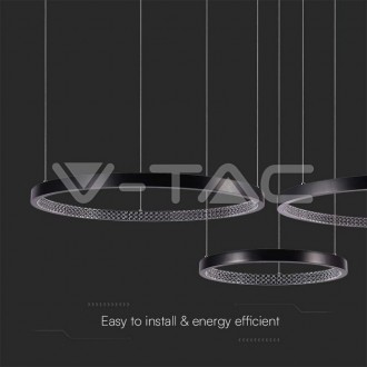 Designová závěsná LED lampa 57W 4000K Crystal černá VT-7824 Barevná teplota (К): Neutrální bílá 4000K VT-7824