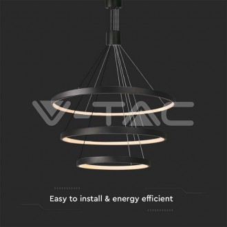 V-TAC LED svítidlo závěsné 46W 3000K VT-7924-B Černé tělo VT-7924-B