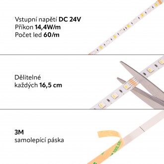 T-led 24V RGB+DW 14,4W vnitřní LED pásek záruka 3 roky Varianta: 24V RGB+DW 14,4W vnitřní LED pásek záruka 3 roky