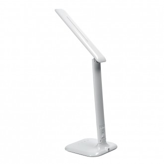 Solight LED stmívatelná stolní lampička s displejem, 7W, volba teploty světla, bílý lesk