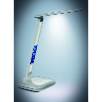 Solight LED stmívatelná stolní lampička s displejem, 7W, volba teploty světla, bílý lesk