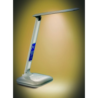 Solight LED stmívatelná stolní lampička s displejem, 7W, volba teploty světla, bílý lesk