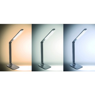 Solight LED stmívatelná lampička s bezdrátovým nabíjením, 10W, změna chromatičnosti, šedá
