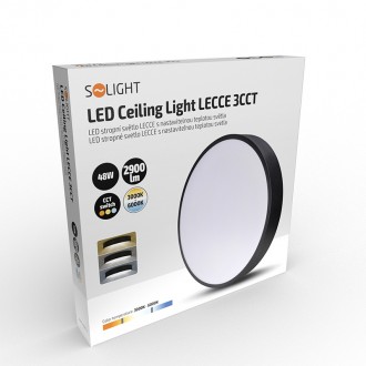 Solight LED stropní osvětlení LECCE, 3CCT, 48W, 2900lm, 40cm, 3000/4000/6000K, černá