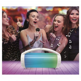 Přenosný reproduktor iParty Boombox s mikrofonem a světelnými efekty