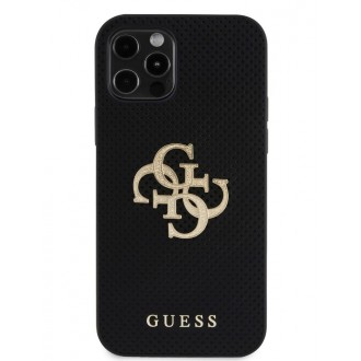 Guess PU Perforated 4G Glitter Metal Logo Zadní Kryt pro iPhone 12/12 Pro