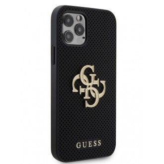 Guess PU Perforated 4G Glitter Metal Logo Zadní Kryt pro iPhone 12/12 Pro