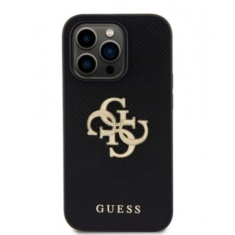 Guess PU Perforated 4G Glitter Metal Logo Zadní Kryt pro iPhone 14 Pro Black