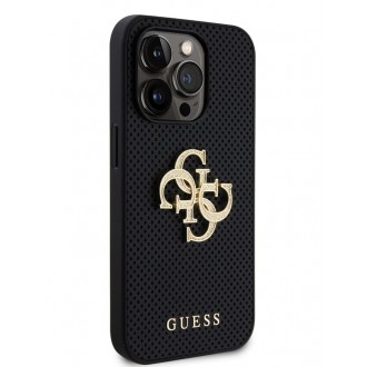 Guess PU Perforated 4G Glitter Metal Logo Zadní Kryt pro iPhone 14 Pro Black