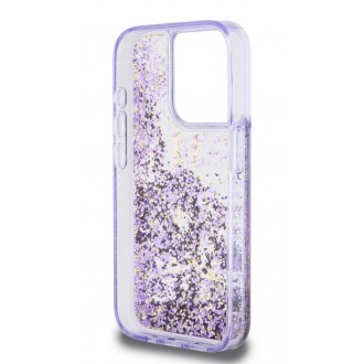 Guess PC/TPU Liquid Glitter Gold Stripe Zadní Kryt pro iPhone 15 Pro Purple