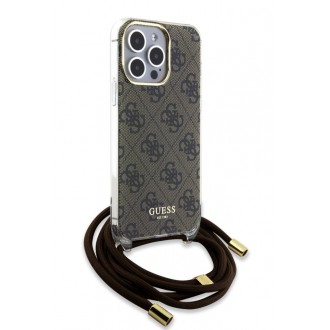 Guess IML 4G Printed Crossbody Popruh Zadní Kryt pro iPhone 15 Pro Max Black