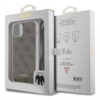 Guess IML 4G Printed Crossbody Popruh Zadní Kryt pro iPhone 15 Brown