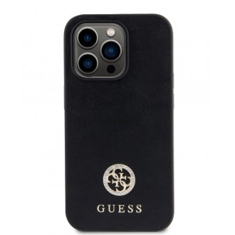 Guess PU 4G Strass Metal Logo Zadní Kryt pro iPhone 15 Pro Black