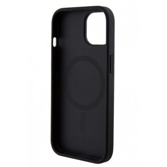 Guess PU 4G Stripe MagSafe Zadní Kryt pro iPhone 15 Black