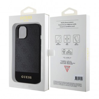 Guess PU 4G Stripe MagSafe Zadní Kryt pro iPhone 15 Black