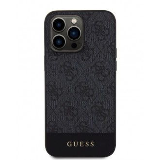 Guess PU 4G Stripe MagSafe Zadní Kryt pro iPhone 15 Pro Black
