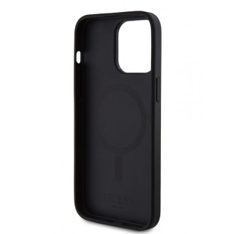 Guess PU 4G Stripe MagSafe Zadní Kryt pro iPhone 15 Pro Black