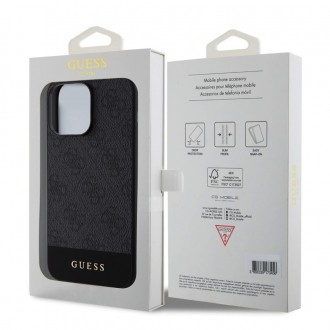 Guess PU 4G Stripe MagSafe Zadní Kryt pro iPhone 15 Pro Black