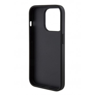 Guess PU Grip Stand 4G Strass Triangle Metal Logo Zadní Kryt pro iPhone 15 Pro Black