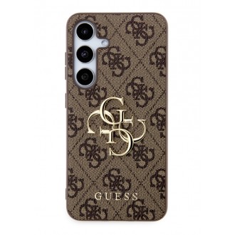 Guess PU 4G Metal Logo Zadní Kryt pro Samsung Galaxy S24+ Brown