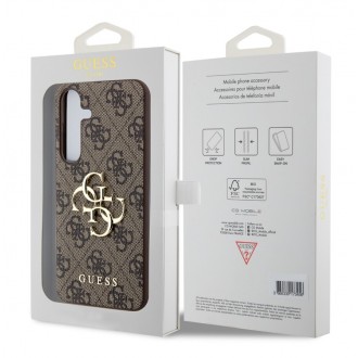 Guess PU 4G Metal Logo Zadní Kryt pro Samsung Galaxy S24+ Brown