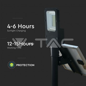 V-TAC LED solární pouliční osvětlení 50W IP65 4000LM VT-ST200 barevná teplota (К): studená bílá / 6400K VT-ST200