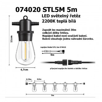 T-led LED světelný řetěz STL5M 5m Varianta: LED světelný řetěz STL5M 5m