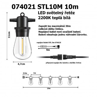 T-led LED světelný řetěz STL10M 10m Varianta: LED světelný řetěz STL10M 10m