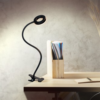 Solight LED stmívatelná stolní lampička s klipem, 300lm, nastavitelná teplota světla, USB