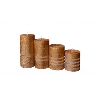 Svíčka adventní schody 50x70/90/110/130 mm - zlatá (4ks) rustik