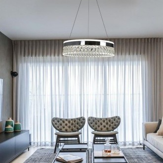 NEDES LED luxusní závěsné křišťálové svítidlo s dálkovým ovladačem 90W - TA2300/CH