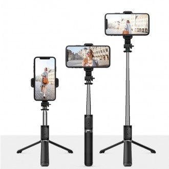 DeTech Selfie tyč Earldom ET-ZP20, Bluetooth, 75cm - černá
