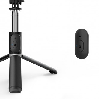 DeTech Selfie tyč Earldom ET-ZP20, Bluetooth, 75cm - černá