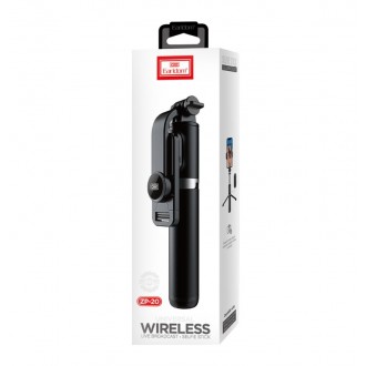 DeTech Selfie tyč Earldom ET-ZP20, Bluetooth, 75cm - černá