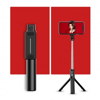 DeTech Selfie tyč Earldom ET-ZP23, Bluetooth, 75cm - černá