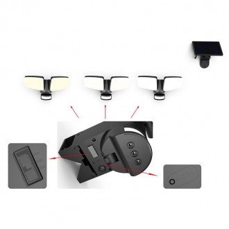 NEDES LED černé vnější solární svítidlo se senzorem 12W / 3000K - 4100K - 6500K - LS023